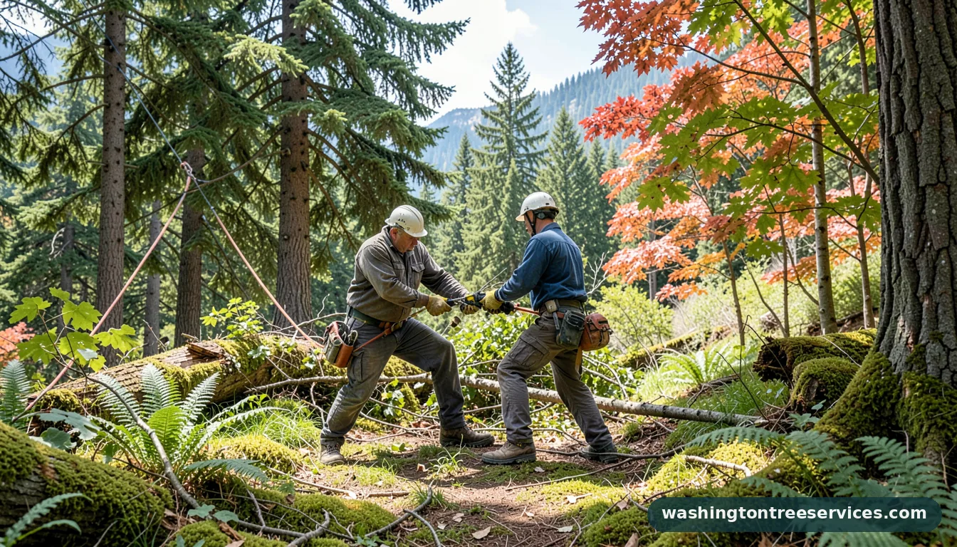 tree trimming cost near me - certified arborists at work in Washington