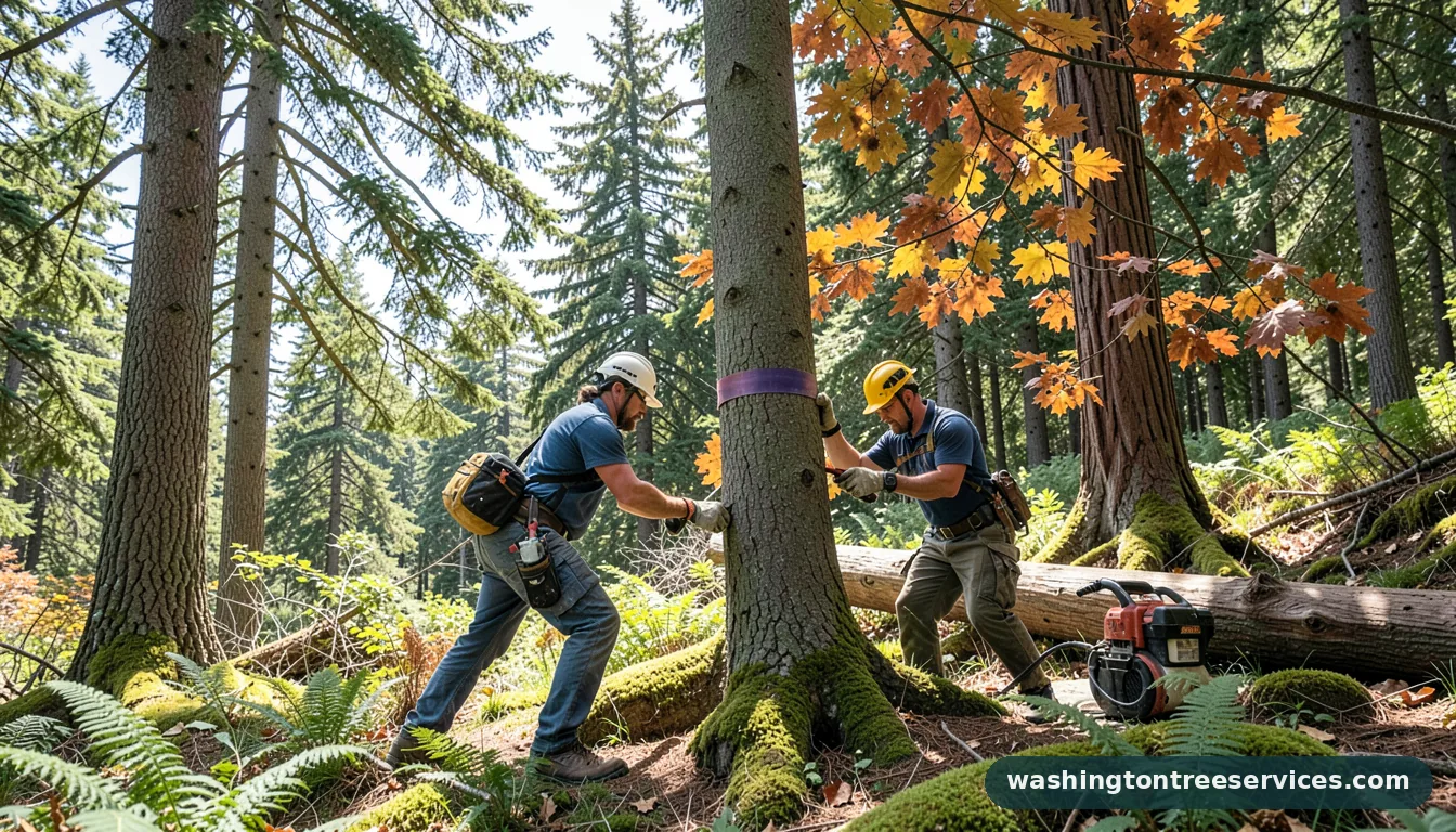 tree trimming cost near me - tree service equipment and crew in Washington