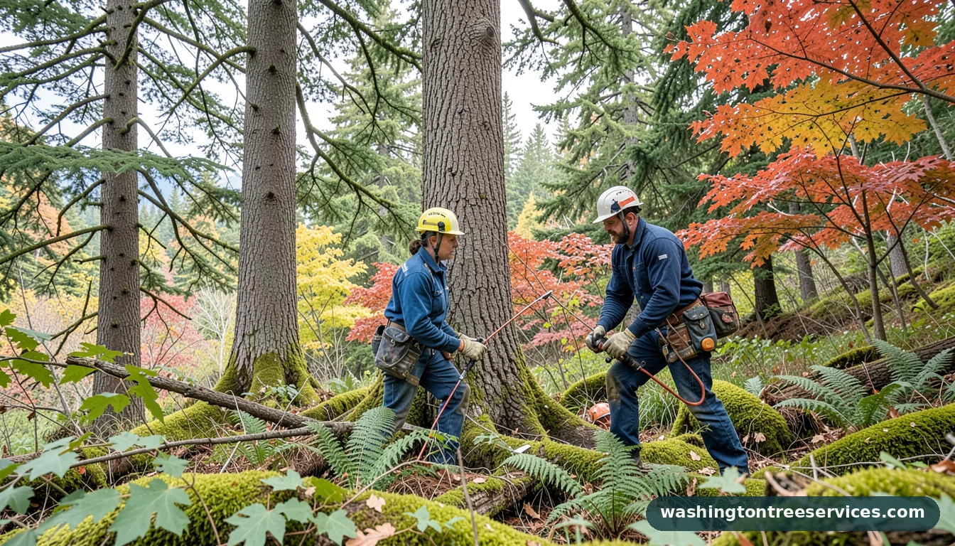 tree trimming seattle wa - certified arborists at work in Washington