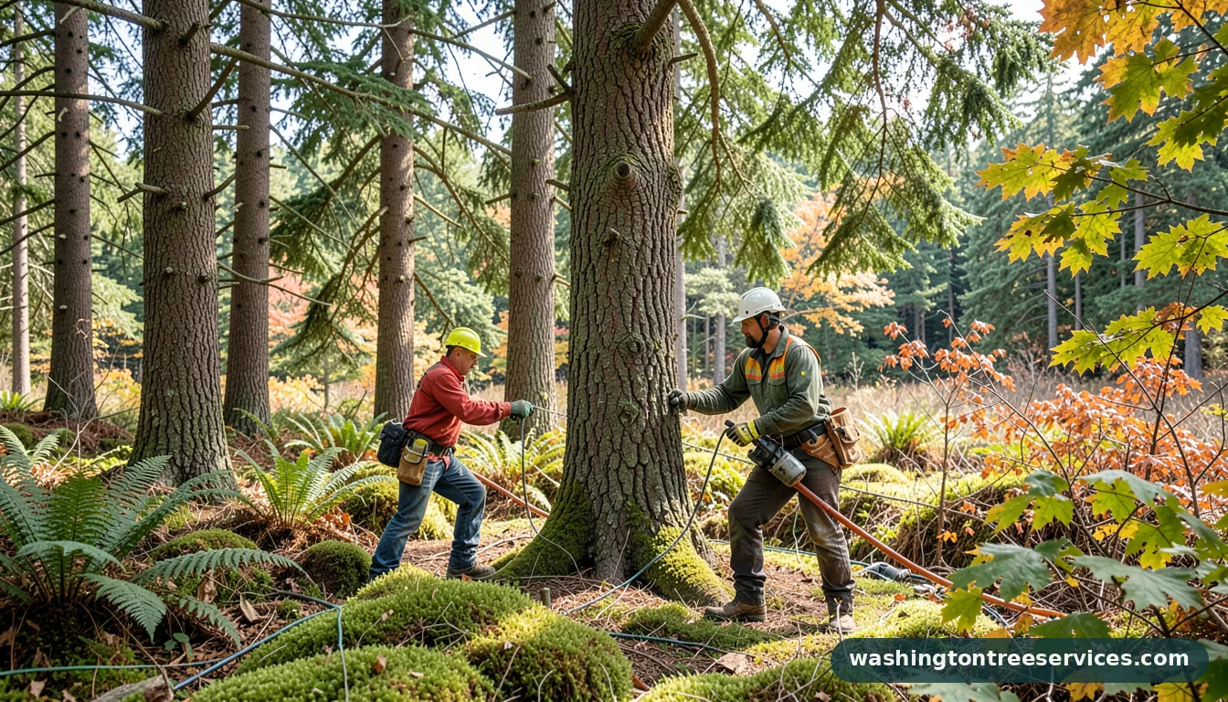 tree trimming services seattle - tree service equipment and crew in Washington