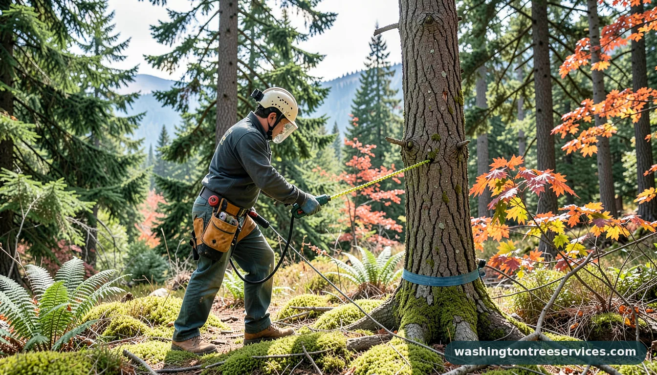 Certified arborists handling tree trimming with laser in Washington tree trimming with laser - certified arborists at work in Washington
