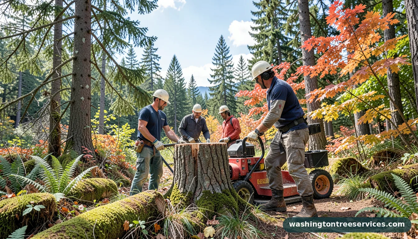 Completed tree trunk grinder project by Washington Tree Services tree trunk grinder - completed tree work by Washington Tree Services