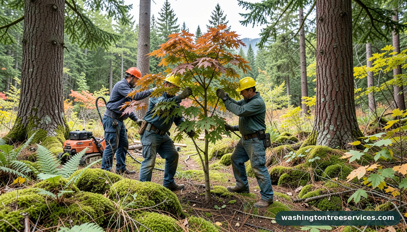 Certified arborists handling trim japanese maple tree in Washington trim japanese maple tree - certified arborists at work in Washington
