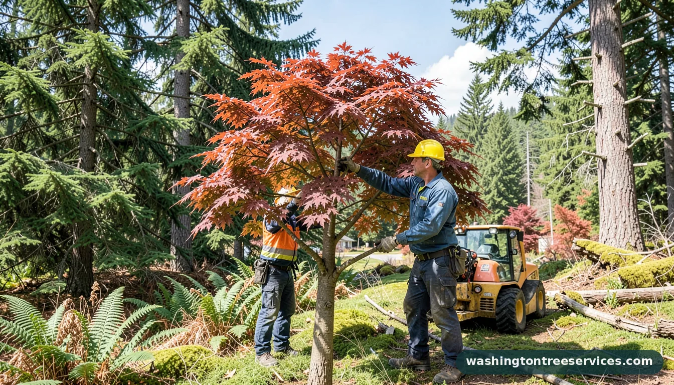 Completed trim japanese maple tree project by Washington Tree Services trim japanese maple tree - completed tree work by Washington Tree Services