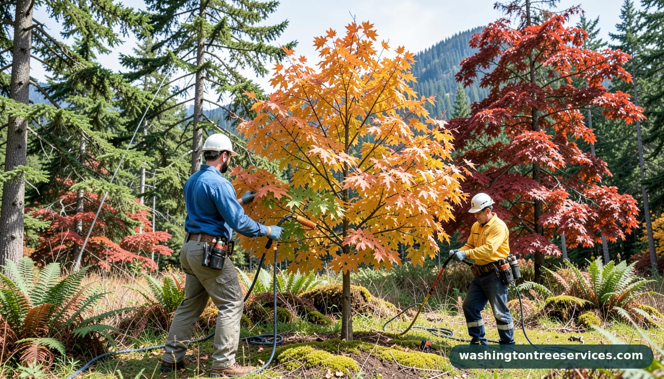 Completed trim maple tree in fall project by Washington Tree Services trim maple tree in fall - completed tree work by Washington Tree Services