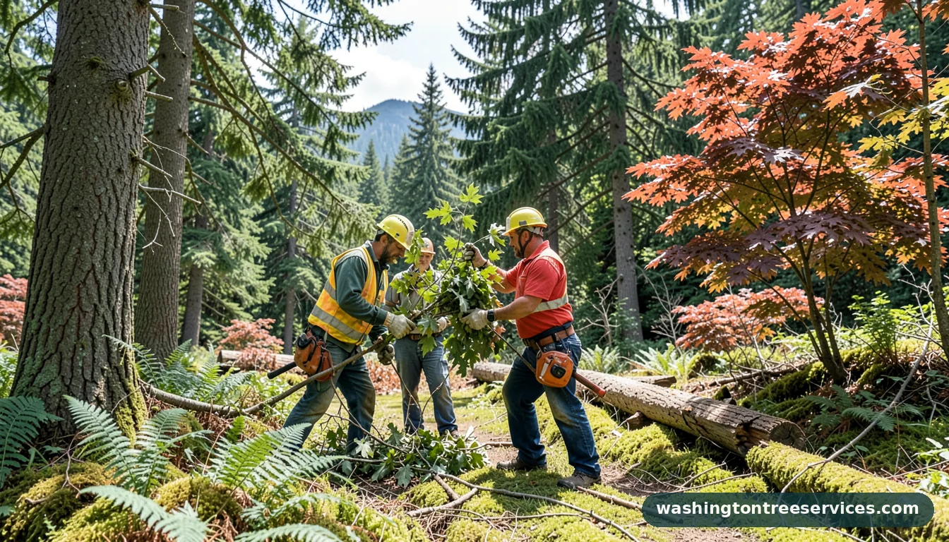 trim tree near me - tree service equipment and crew in Washington