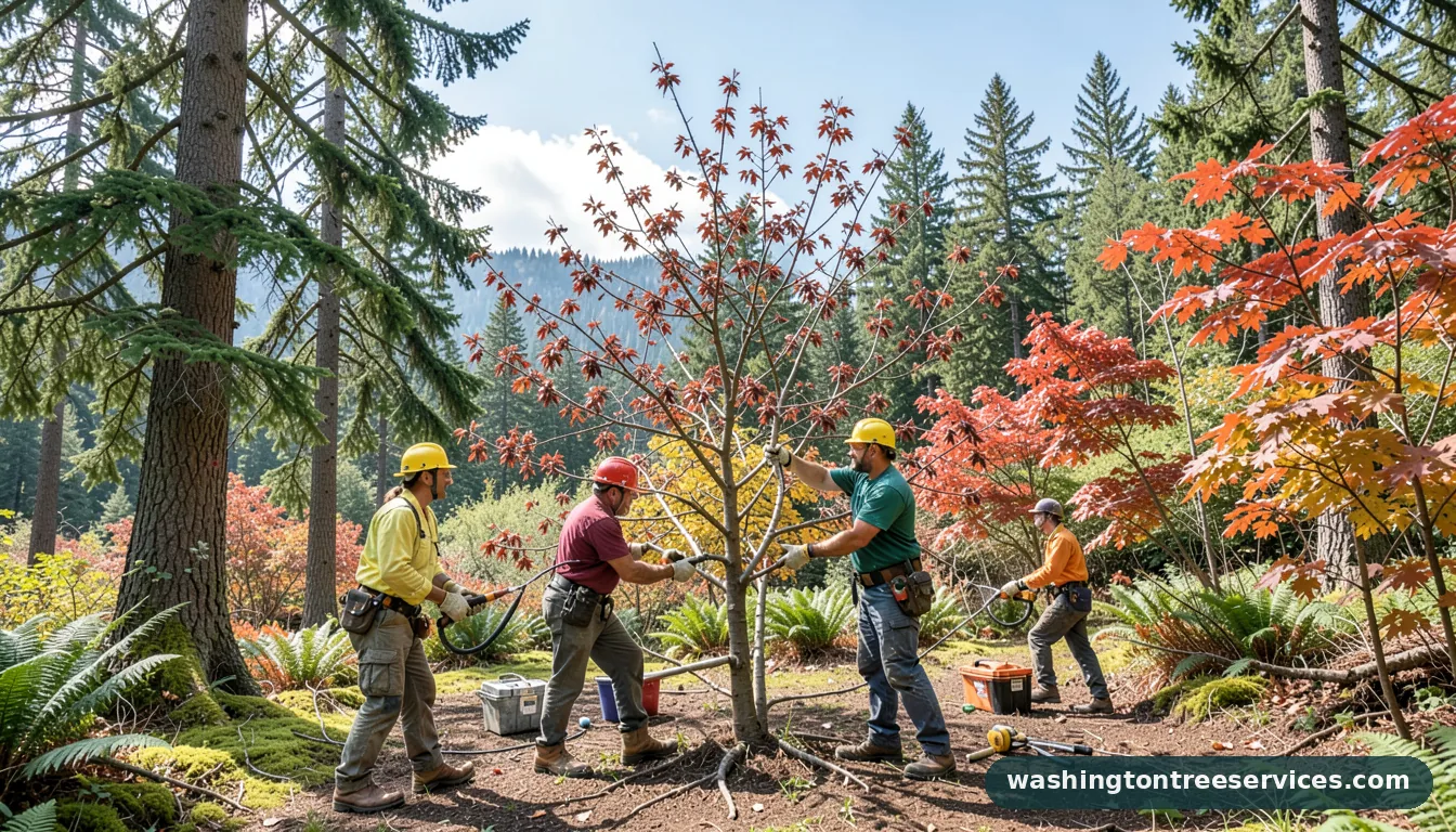 trimming a cherry tree - professional tree service in Washington