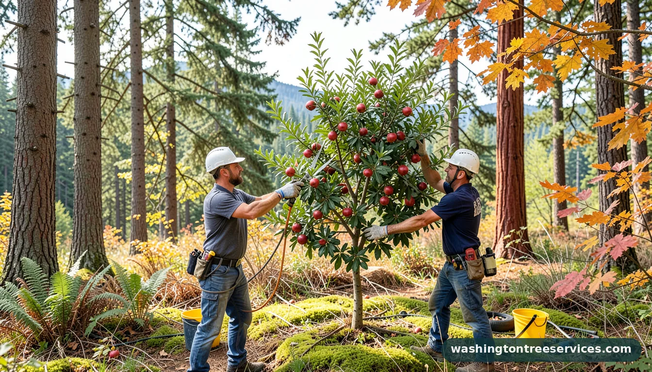 trimming a pomegranate tree in Washington | Washington Tree Services trimming a pomegranate tree - professional tree service in Washington