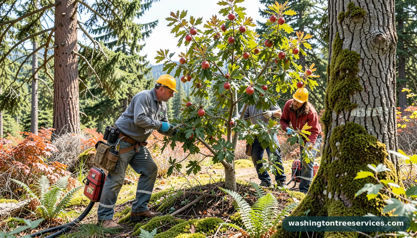 Professional equipment for trimming a pomegranate tree in Washington trimming a pomegranate tree - tree service equipment and crew in Washington
