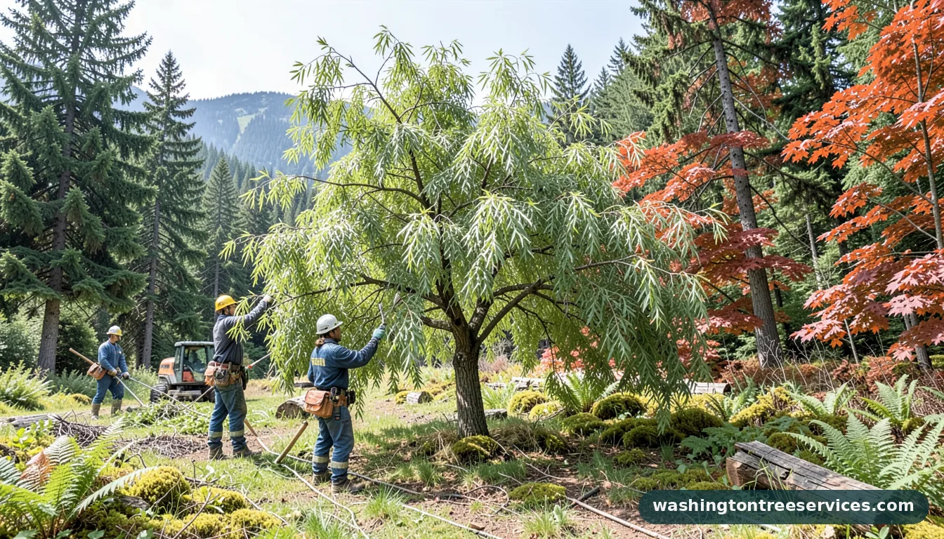 trimming a willow tree - professional tree service in Washington