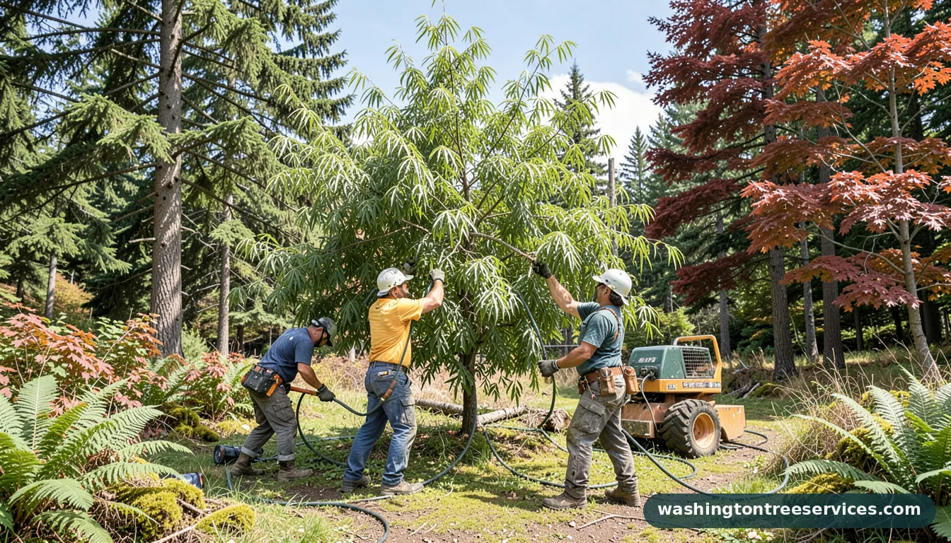 trimming a willow tree - completed tree work by Washington Tree Services