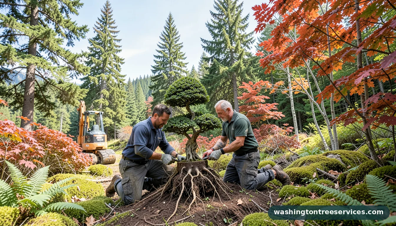 trimming bonsai roots - professional tree service in Washington