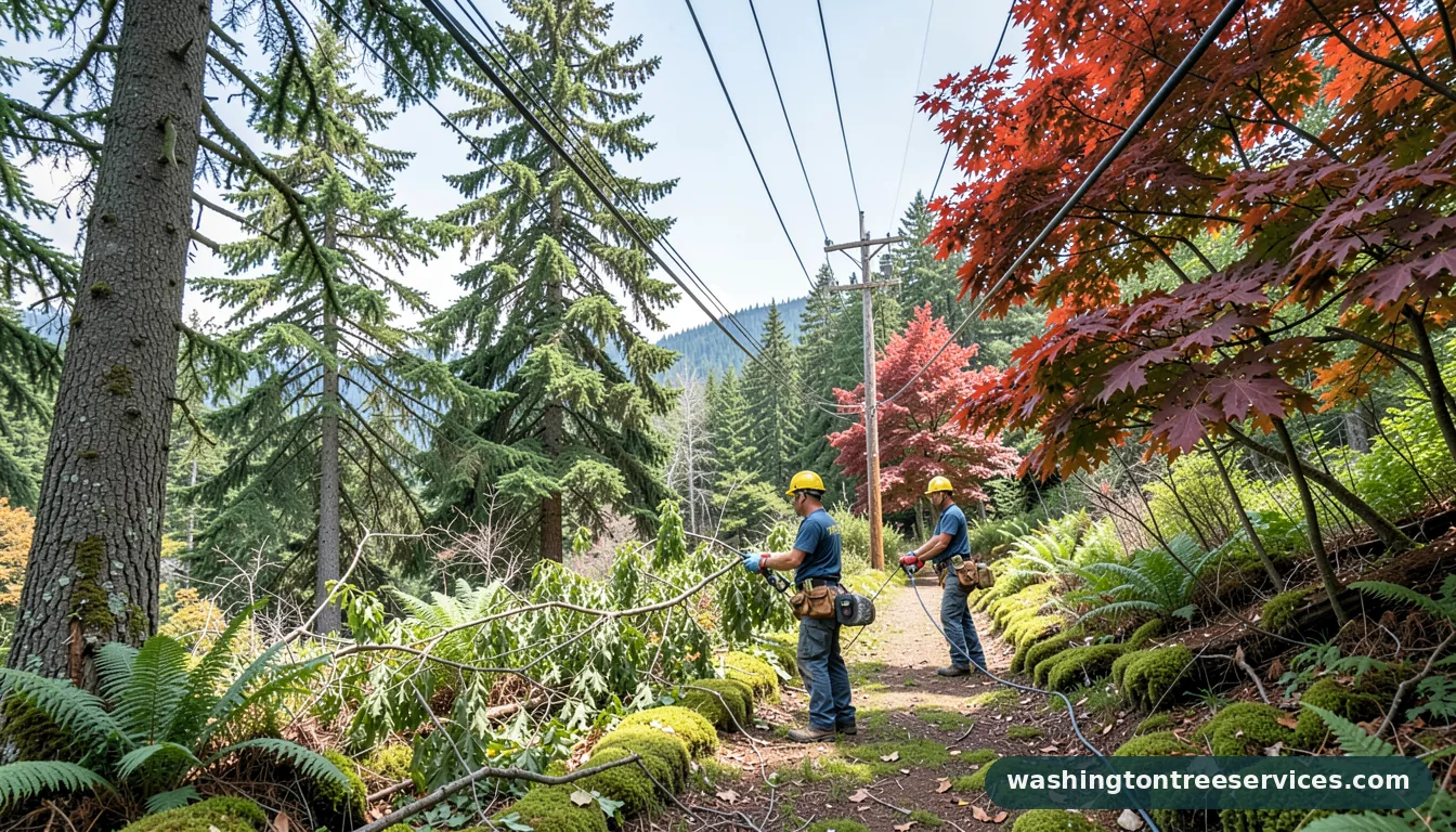 trimming branches near power lines - professional tree service in Washington