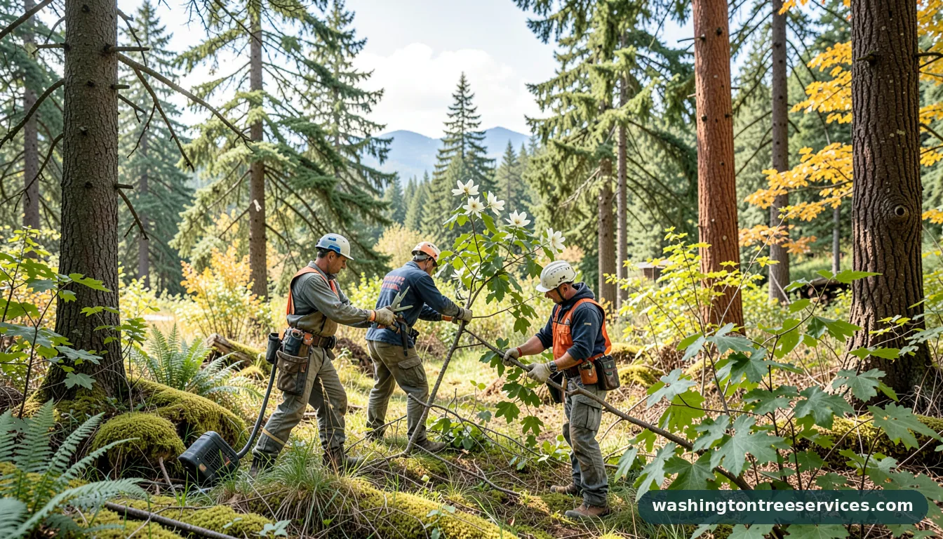 trimming dogwoods - certified arborists at work in Washington