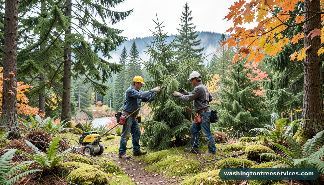 trimming evergreen trees - completed tree work by Washington Tree Services