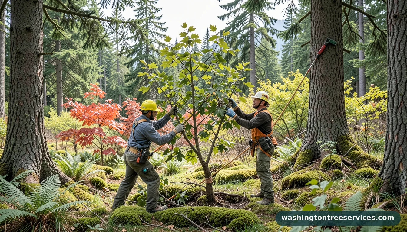 trimming fig tree - tree service equipment and crew in Washington