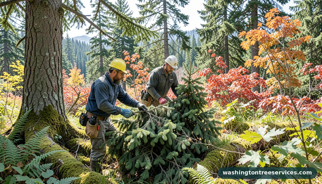 Professional equipment for trimming fir trees in Washington trimming fir trees - tree service equipment and crew in Washington