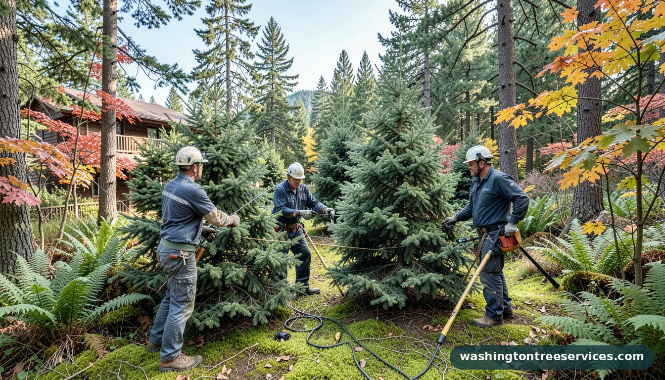 Completed trimming fir trees project by Washington Tree Services trimming fir trees - completed tree work by Washington Tree Services