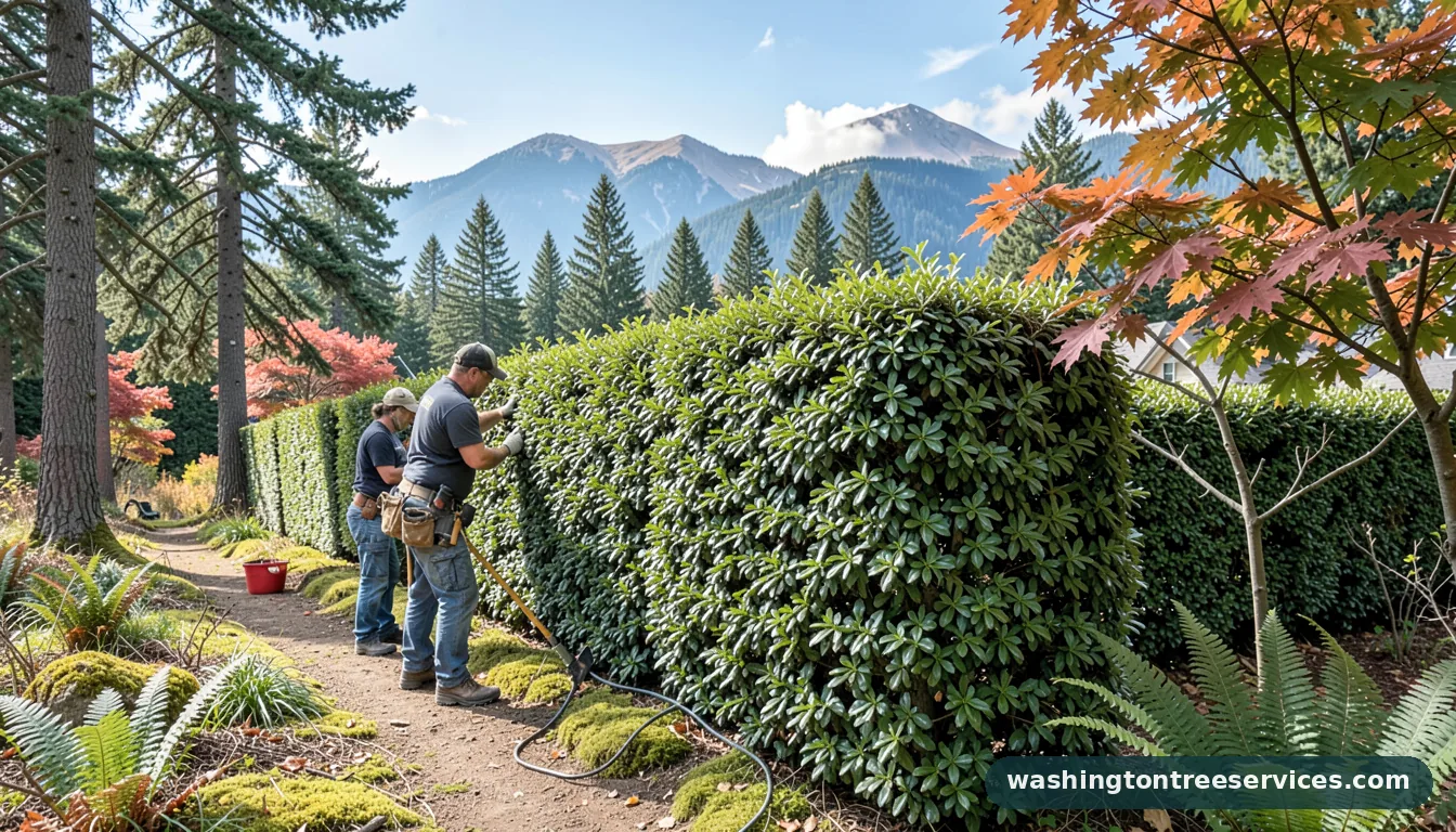 trimming high hedges - completed tree work by Washington Tree Services