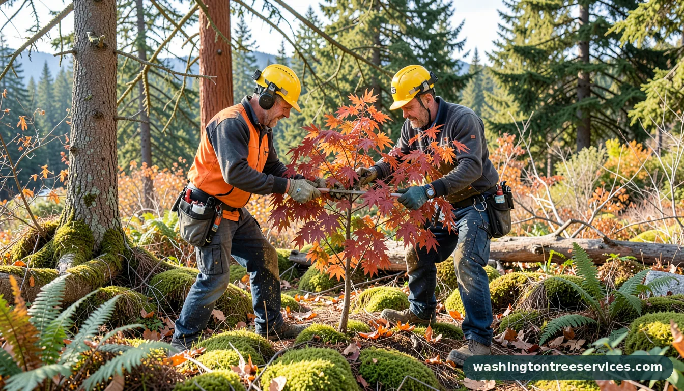 Certified arborists handling trimming japanese maple in winter in Washington trimming japanese maple in winter - certified arborists at work in Washington