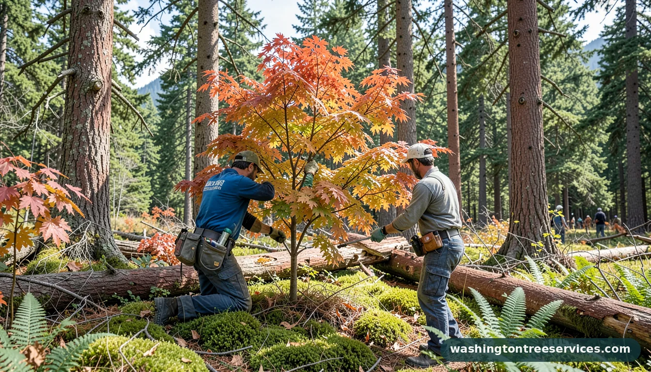 Certified arborists handling trimming japanese maple trees in Washington trimming japanese maple trees - certified arborists at work in Washington