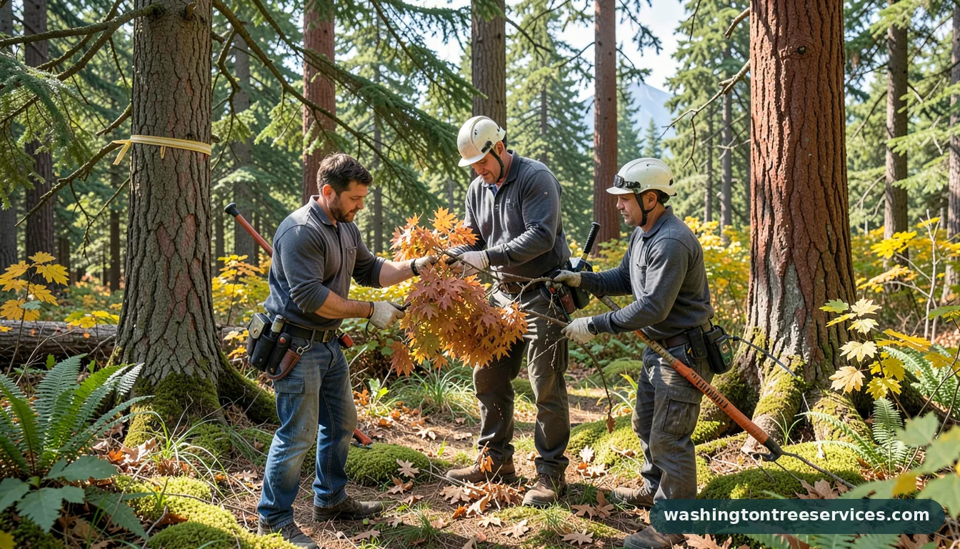trimming japanese maple - certified arborists at work in Washington
