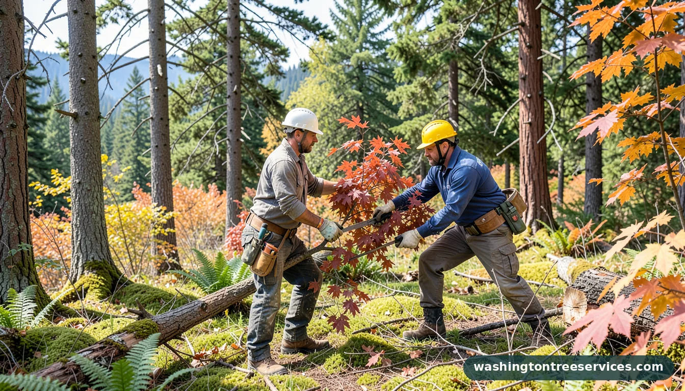 trimming japanese maple - tree service equipment and crew in Washington