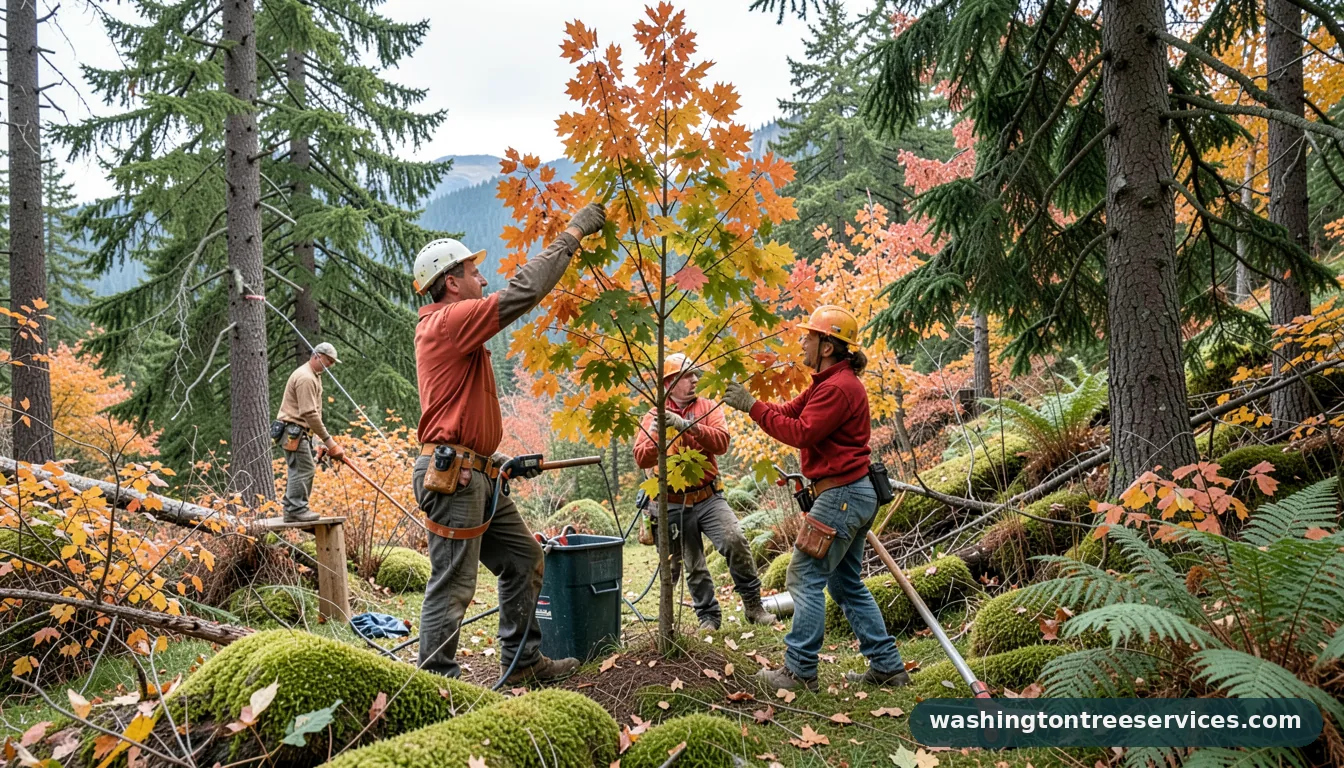 trimming maple trees in fall - completed tree work by Washington Tree Services