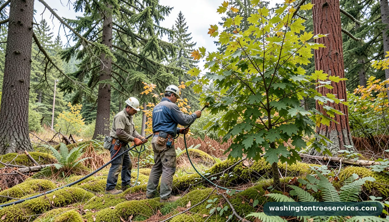 trimming maple trees - certified arborists at work in Washington
