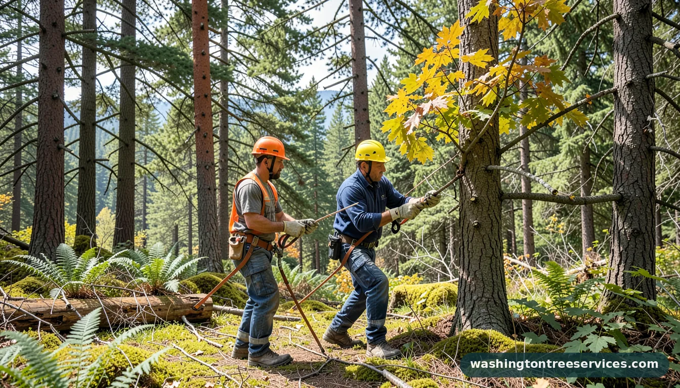 trimming maple trees - tree service equipment and crew in Washington