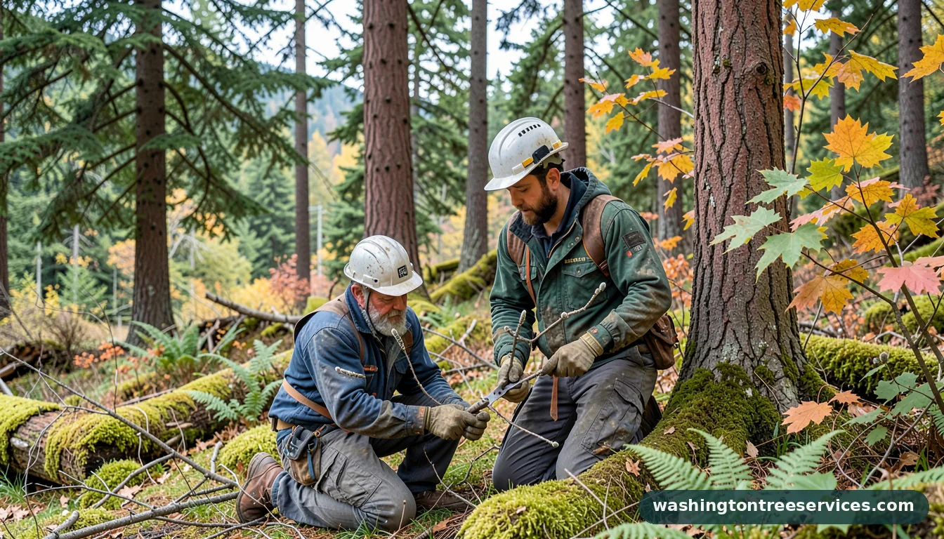 trimming pussy willow - tree service equipment and crew in Washington