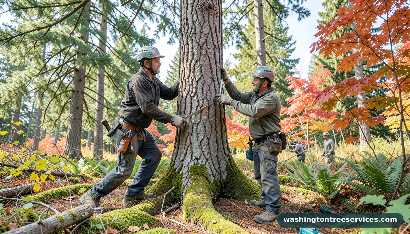 Certified arborists handling trimming the tree in Washington trimming the tree - certified arborists at work in Washington