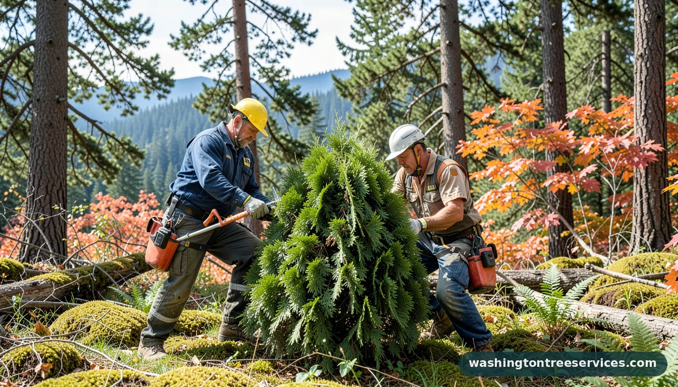 Professional equipment for trimming thuja in Washington trimming thuja - tree service equipment and crew in Washington