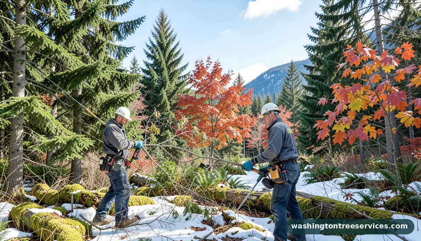 trimming tree branches in winter - professional tree service in Washington