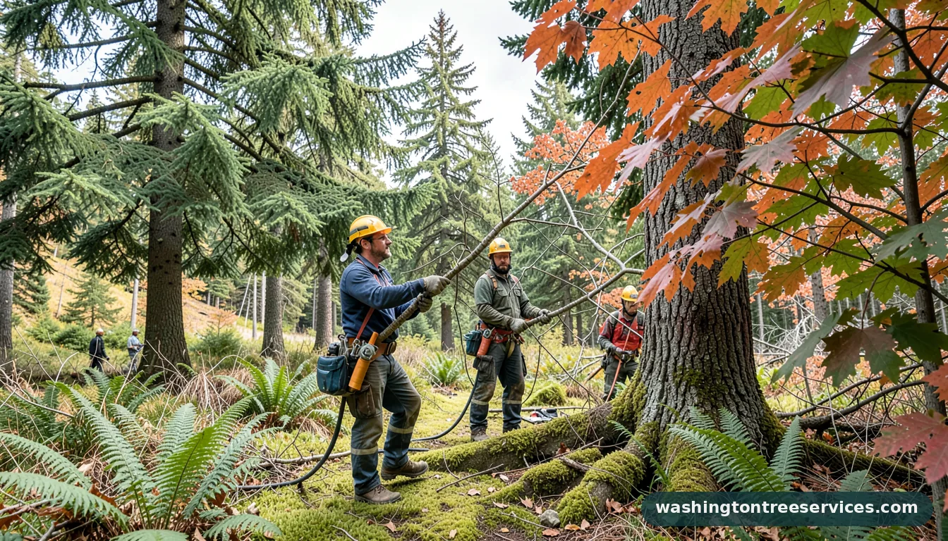 Certified arborists handling trimming tree branches in Washington trimming tree branches - certified arborists at work in Washington