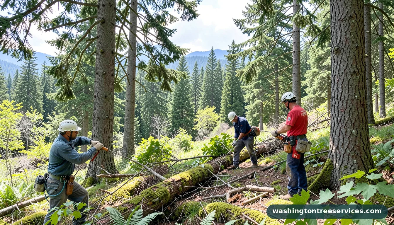 trimming trees - certified arborists at work in Washington