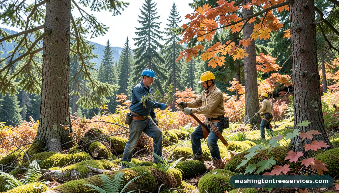 trimming trees - tree service equipment and crew in Washington