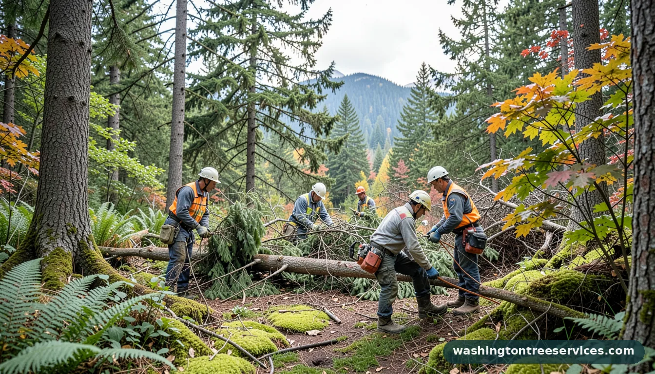 trimming trees - completed tree work by Washington Tree Services
