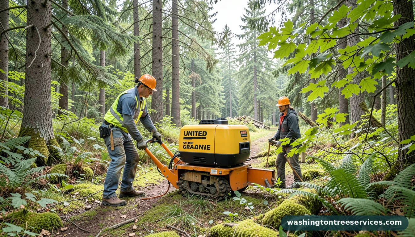 united rentals stump grinder - tree service equipment and crew in Washington