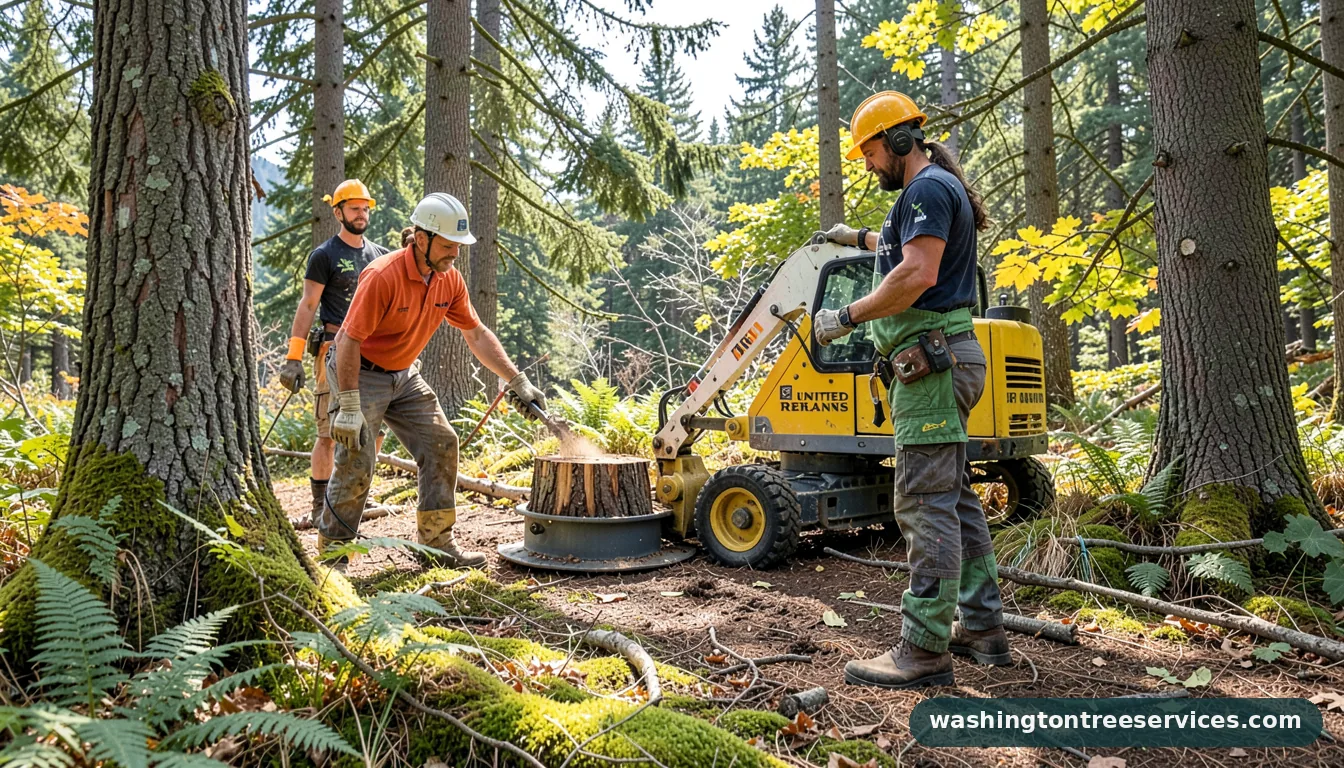 united rentals stump grinder - completed tree work by Washington Tree Services
