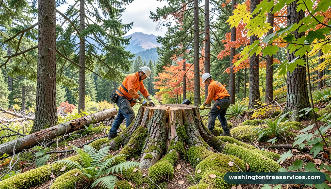 Completed uproot tree stump project by Washington Tree Services uproot tree stump - completed tree work by Washington Tree Services