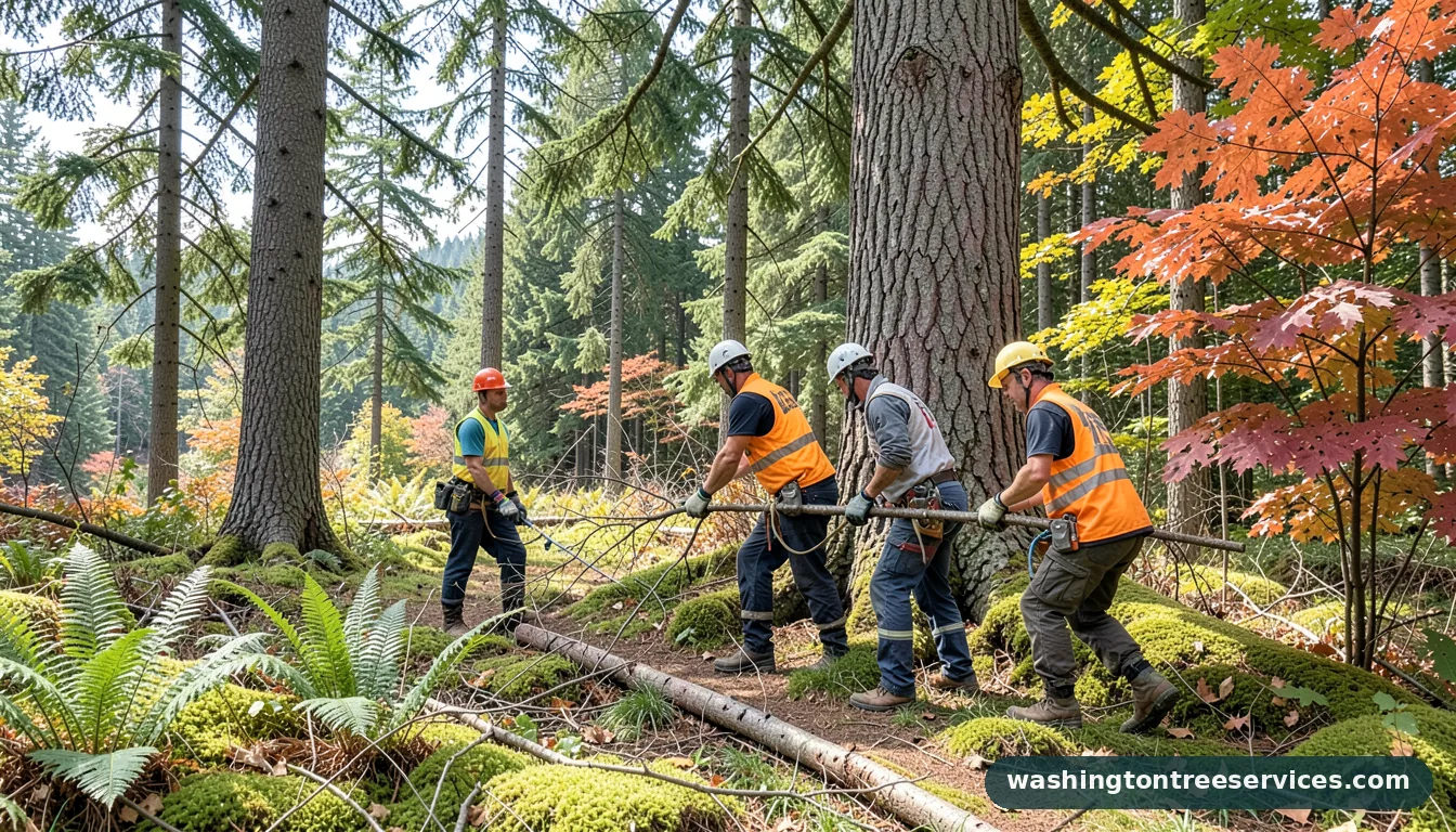 urban forestry spokane - tree service equipment and crew in Washington