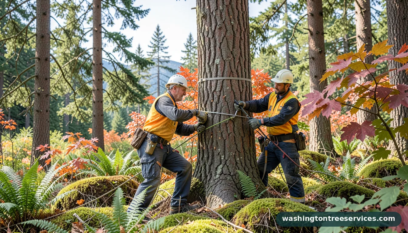utility tree trimming - tree service equipment and crew in Washington