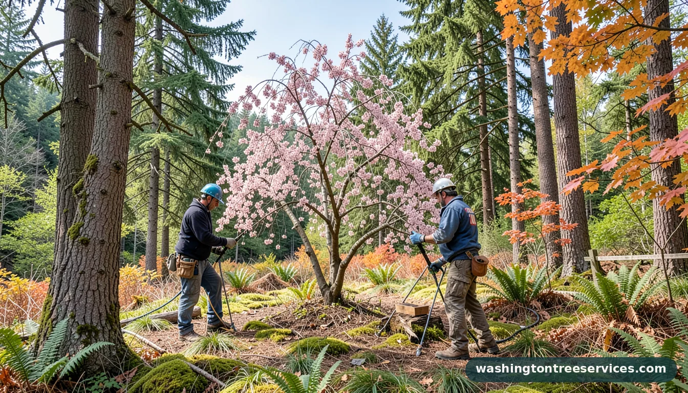 Certified arborists handling weeping cherry tree maintenance in Washington weeping cherry tree maintenance - certified arborists at work in Washington