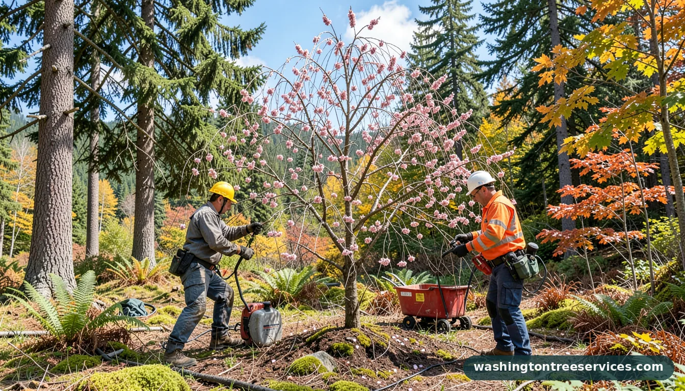 Professional equipment for weeping cherry tree maintenance in Washington weeping cherry tree maintenance - tree service equipment and crew in Washington