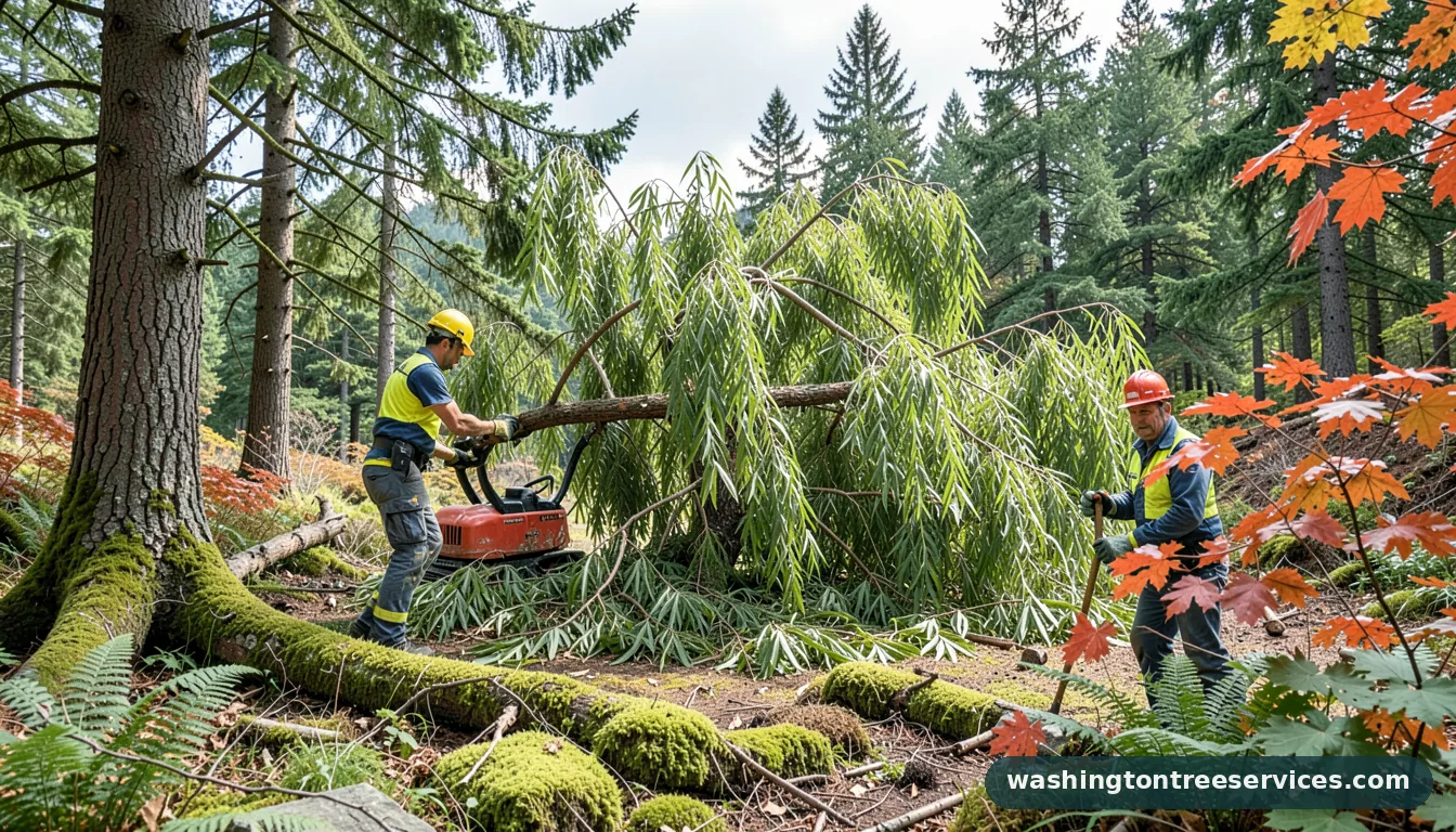 Professional equipment for weeping willow tree removal in Washington weeping willow tree removal - tree service equipment and crew in Washington