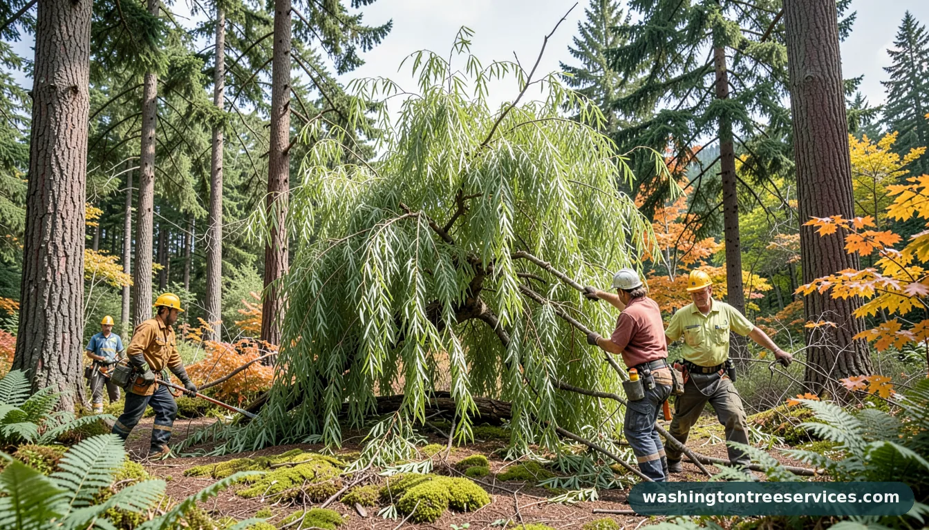 Completed weeping willow tree removal project by Washington Tree Services weeping willow tree removal - completed tree work by Washington Tree Services