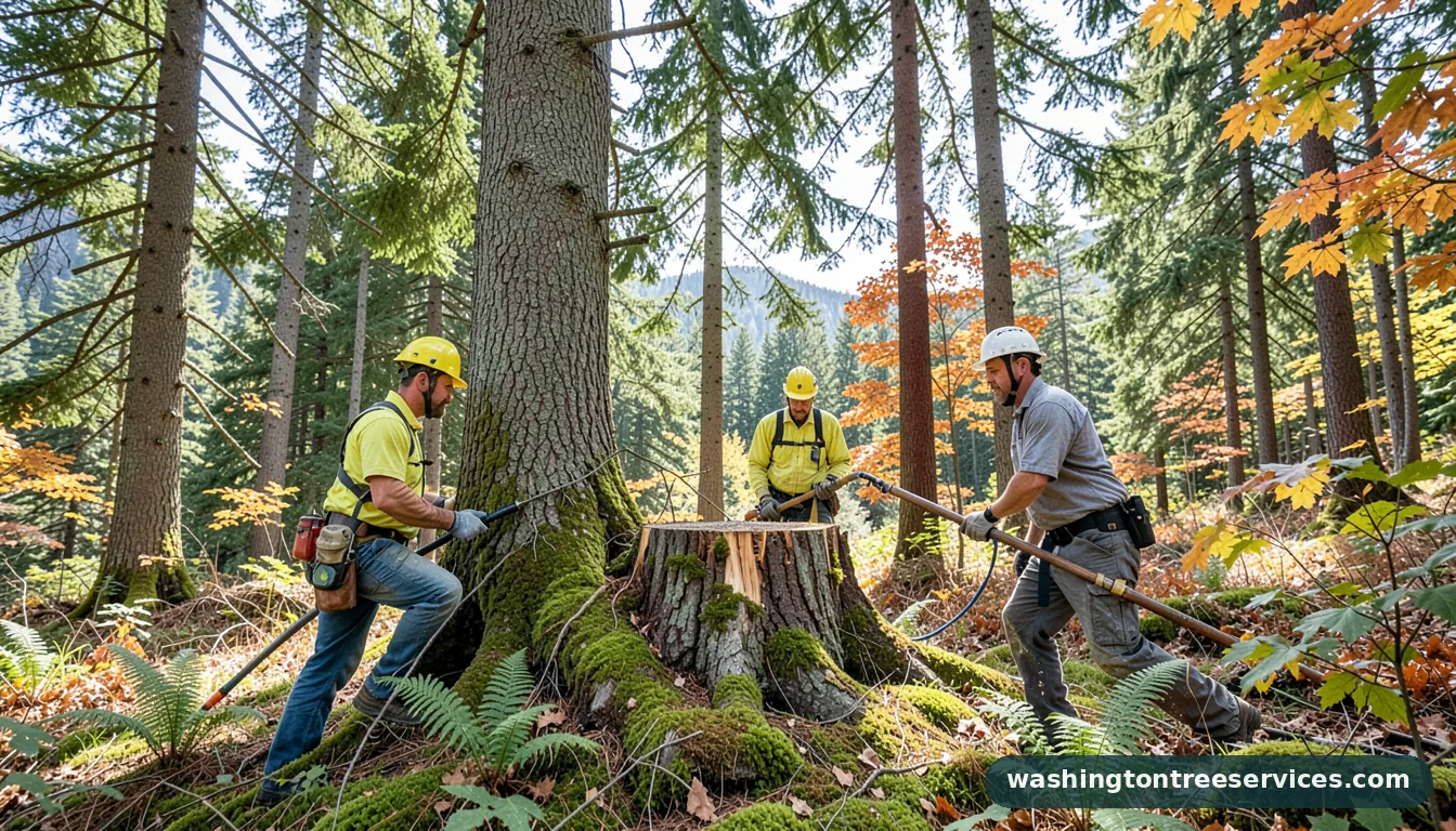 Completed western hemlock tree & stump service project by Washington Tree Services western hemlock tree & stump service - completed tree work by Washington Tree Services