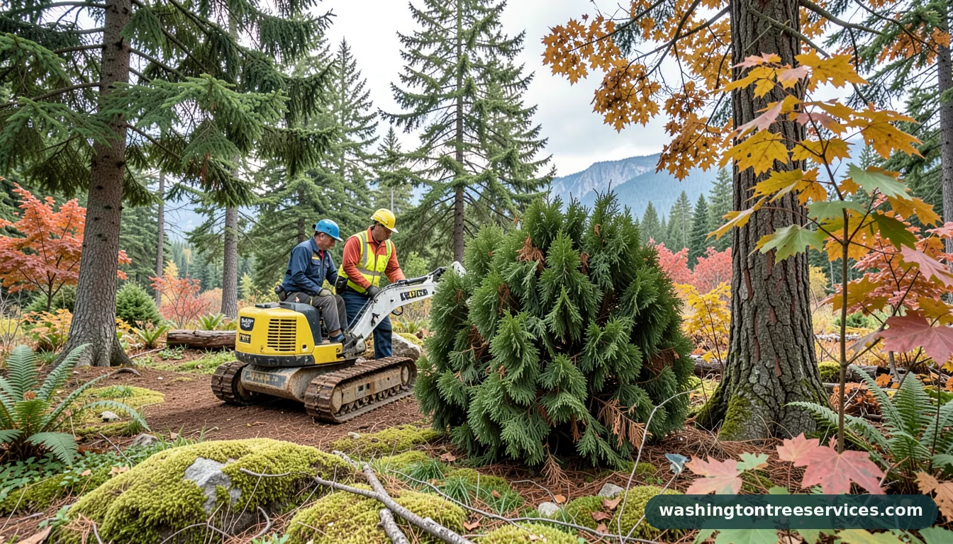 what causes emerald green arborvitae turning brown - completed tree work by Washington Tree Services