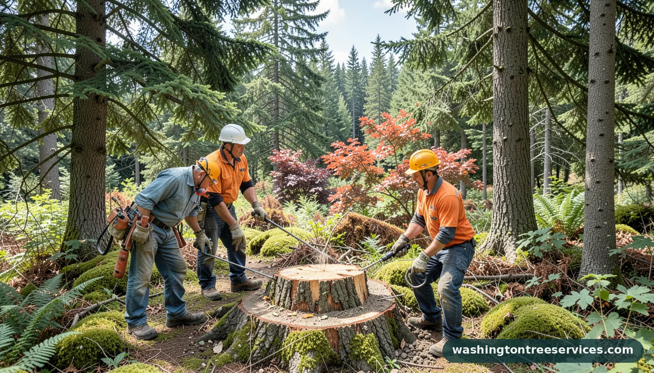 what is stump grinding - tree service equipment and crew in Washington